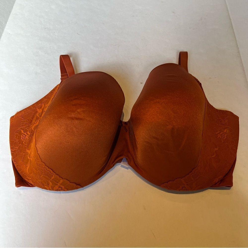 Cacique Bra Smooth Balconette Rust Color Size 44I Lace Trim